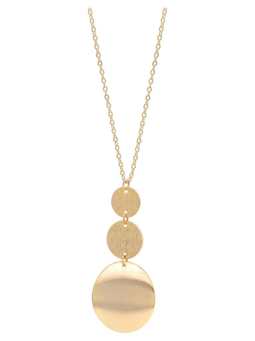 18K Gold Plated Long Disc Pendant Necklace 27.5" Sweater Chain